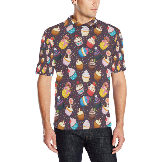 Cupcakes Party Print Pattern Men Polo Shirt