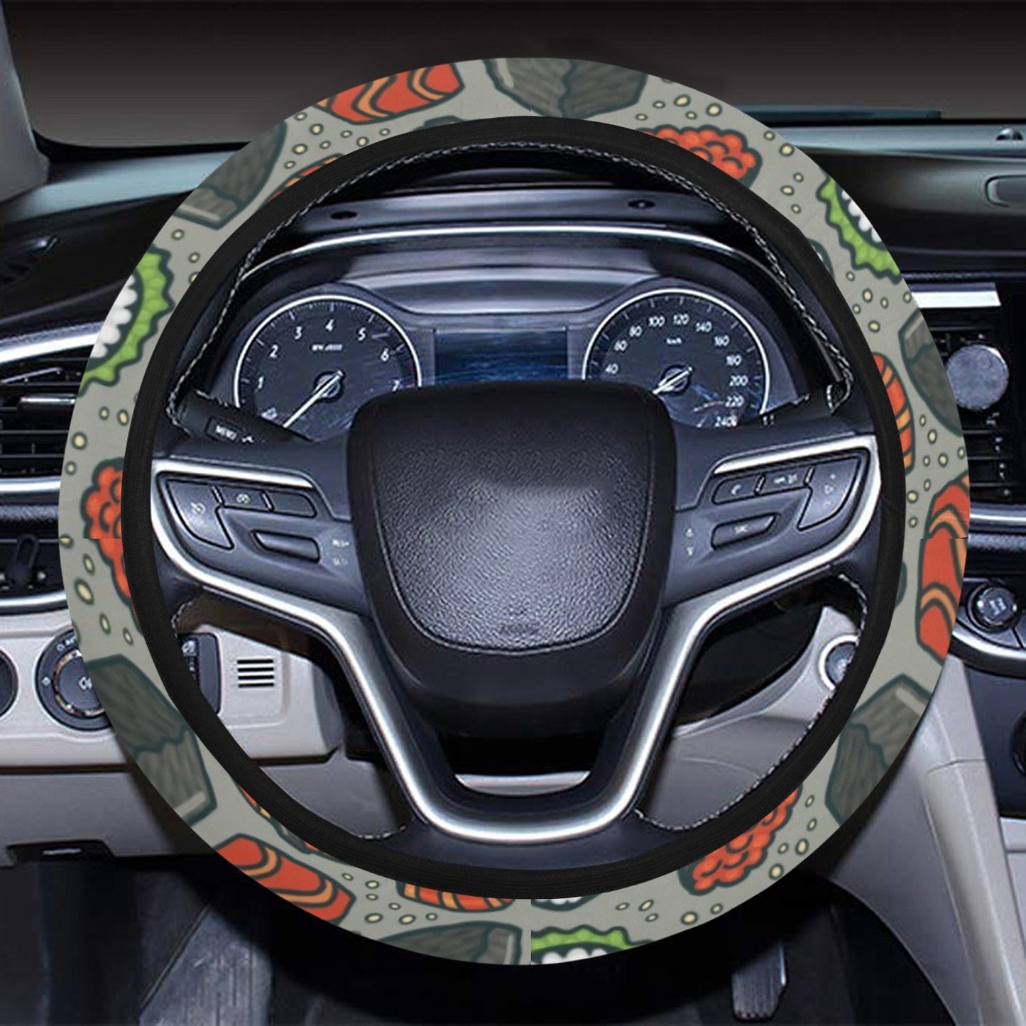 Sushi Print Design LKS301 Steering Wheel Cover with Elastic Edge