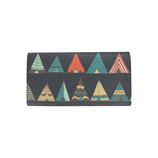 Tribal native american tent Aztec Women's Trifold Wallet