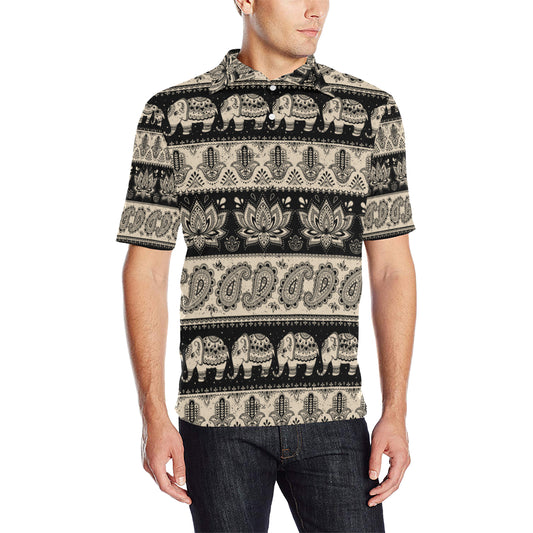 Elephant Hansa Lotus Pattern Men Polo Shirt