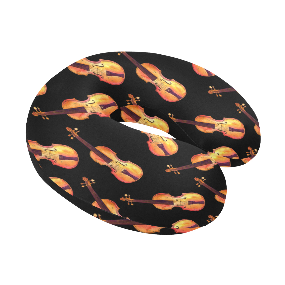 Violin Pattern Print Design 04 U-Shaped Travel Neck Pillow