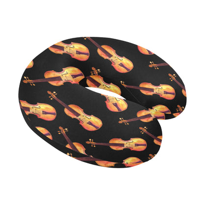 Violin Pattern Print Design 04 U-Shaped Travel Neck Pillow