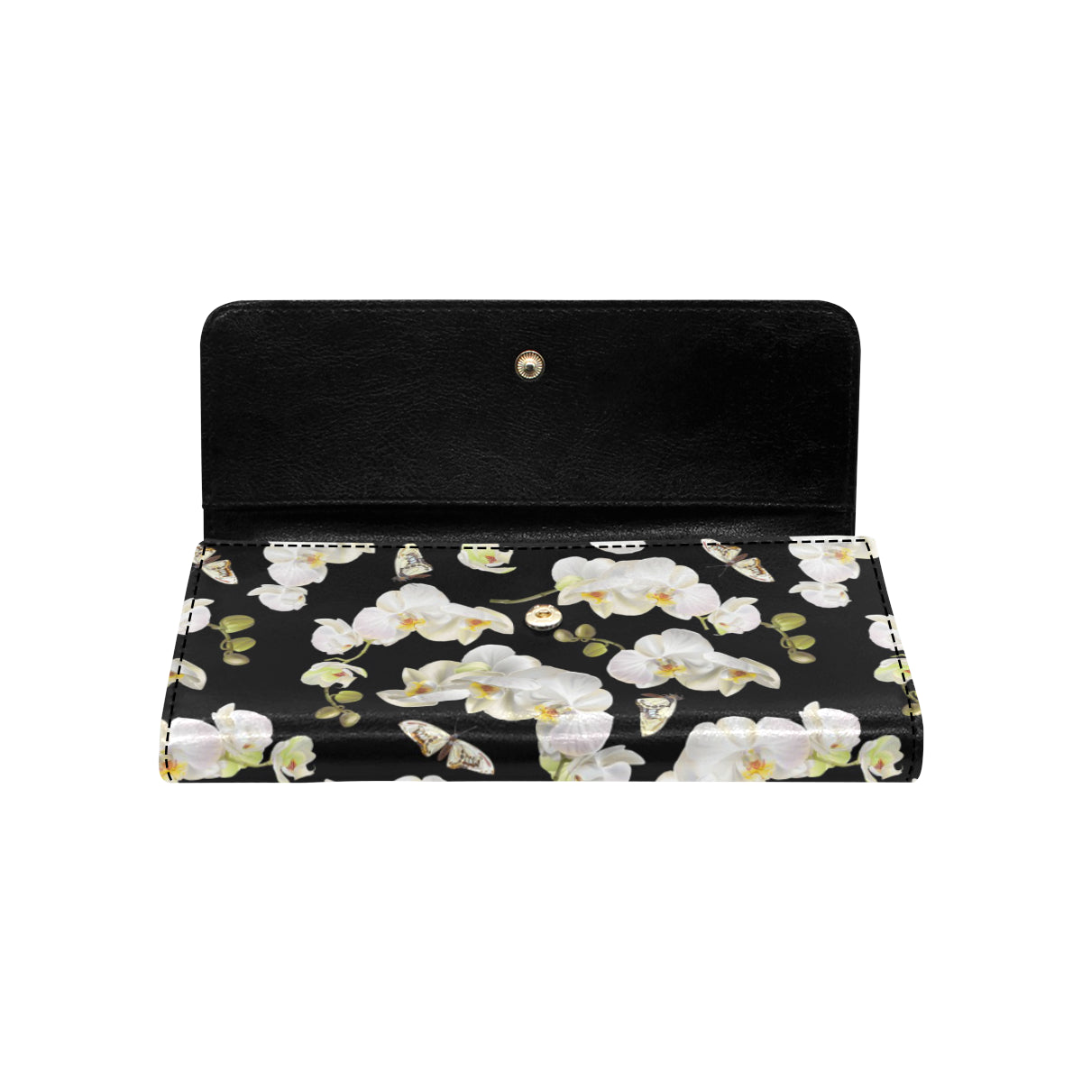 Orchid White Pattern Print Design OR011 Women's Trifold Wallet