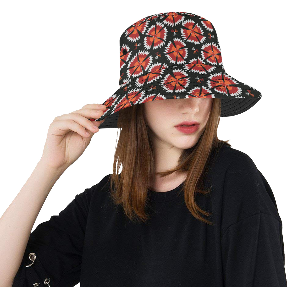 Carnations Pattern Print Design CN03 Unisex Bucket Hat