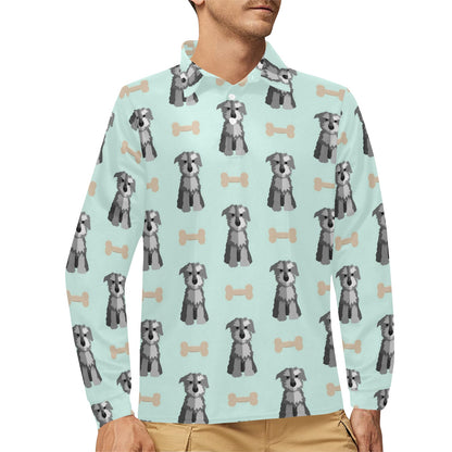 Schnauzers Pattern Print Design A03 Long Sleeve Polo Shirt For Men's