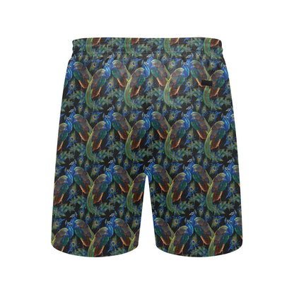 Peacock Themed Design Print Men's Swim Trunks Beach Shorts