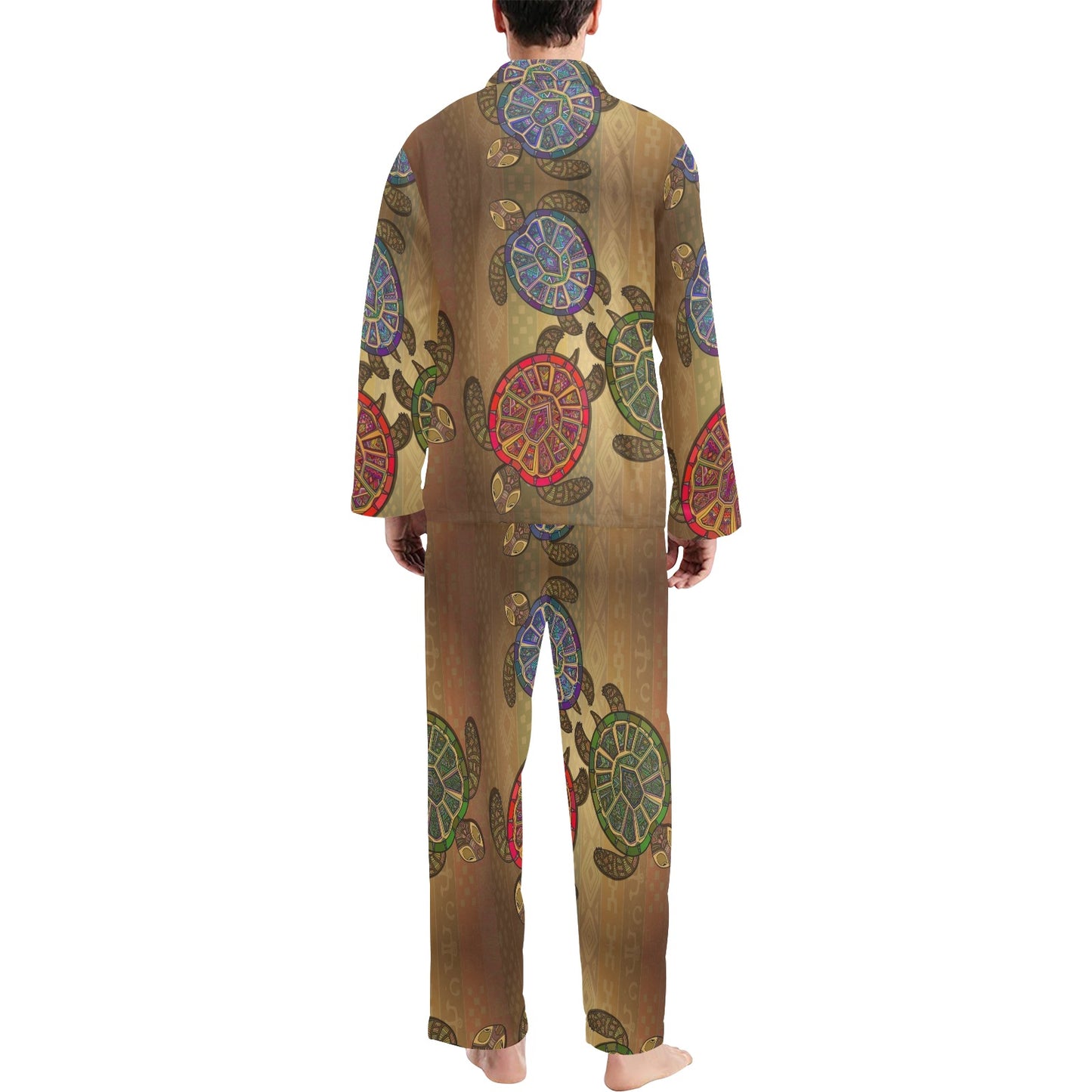 Sea Turtle Tribal Colorful Men's Long Pajama Set
