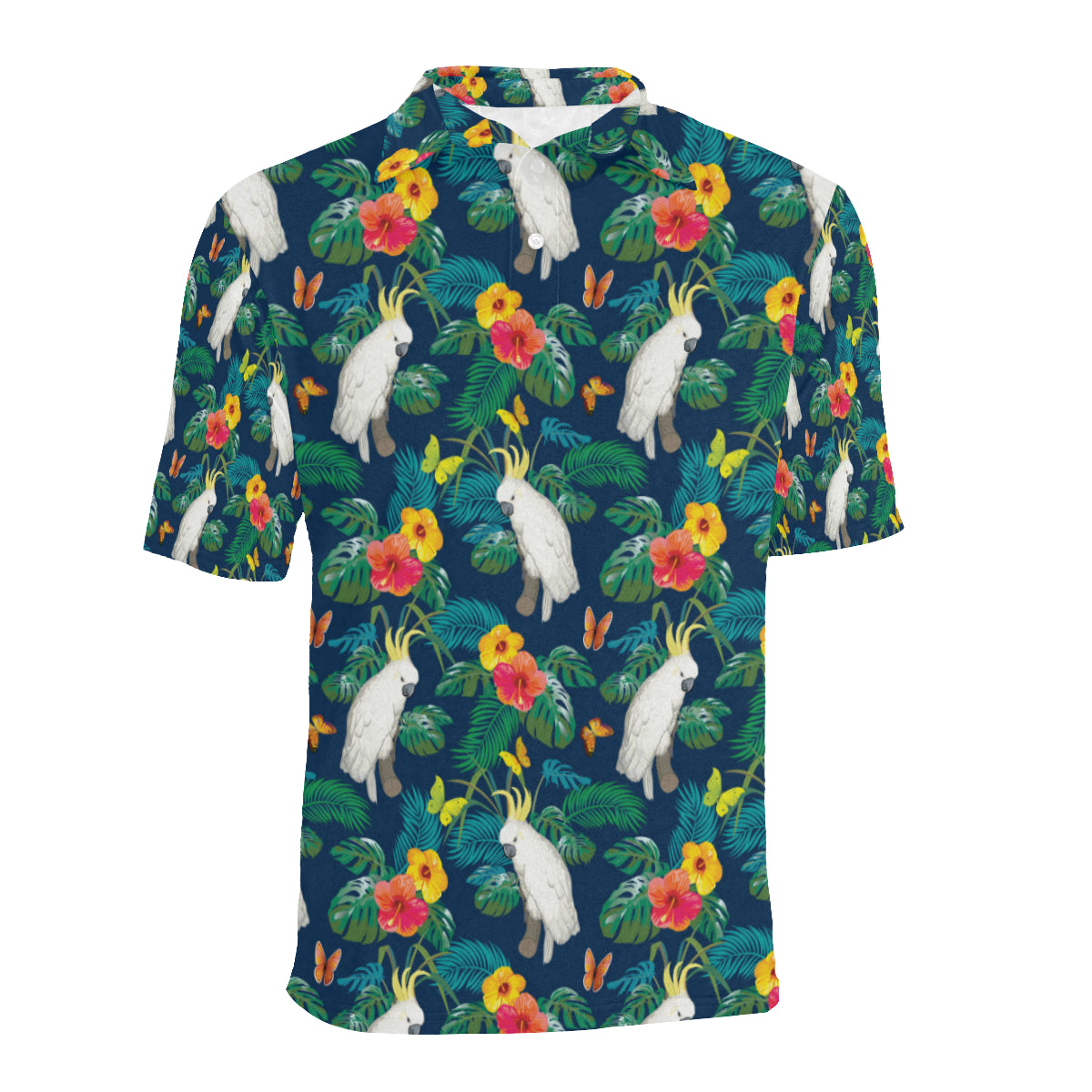 Cockatoo Tropical Pattern Print Design 02 Men Polo Shirt