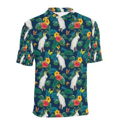 Cockatoo Tropical Pattern Print Design 02 Men Polo Shirt