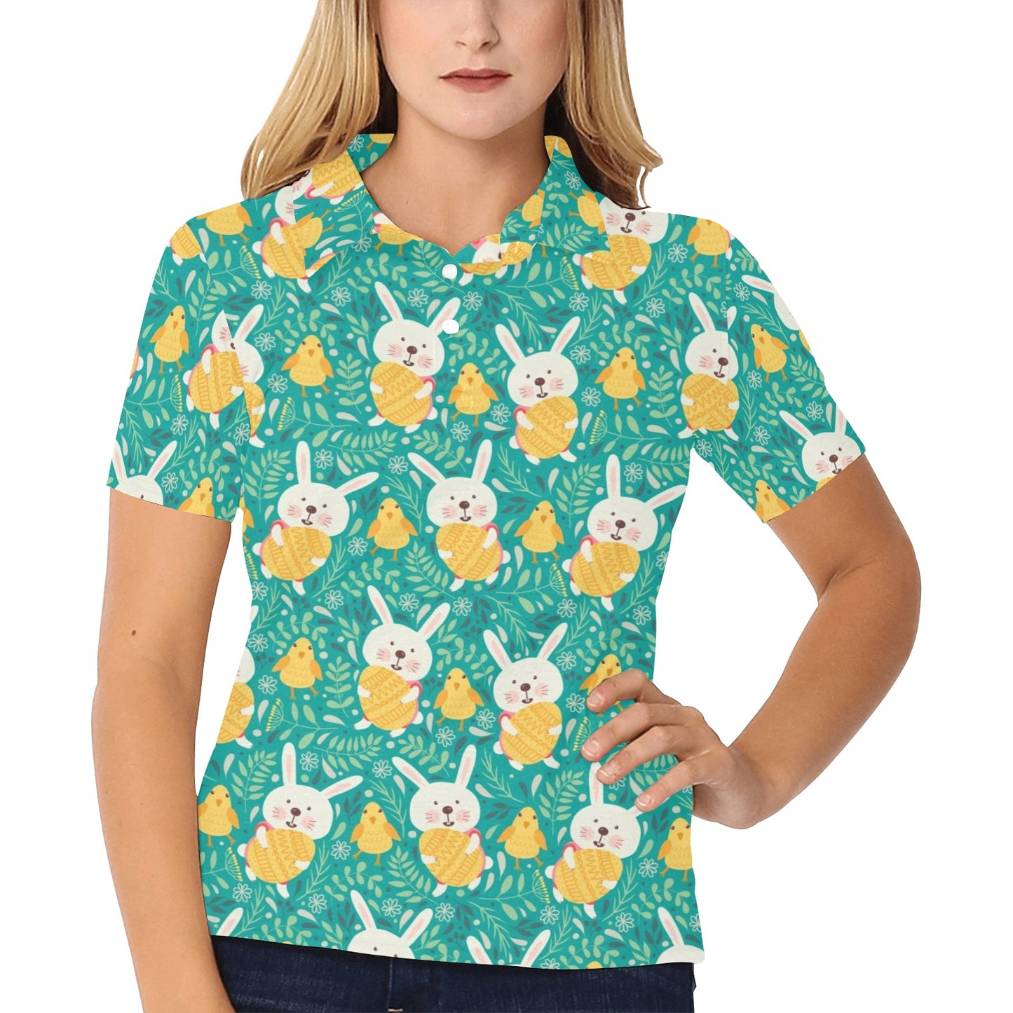 Easter Eggs Pattern Print Design RB02 Women's Polo Shirt