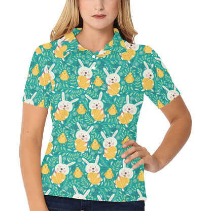 Easter Eggs Pattern Print Design RB02 Women's Polo Shirt
