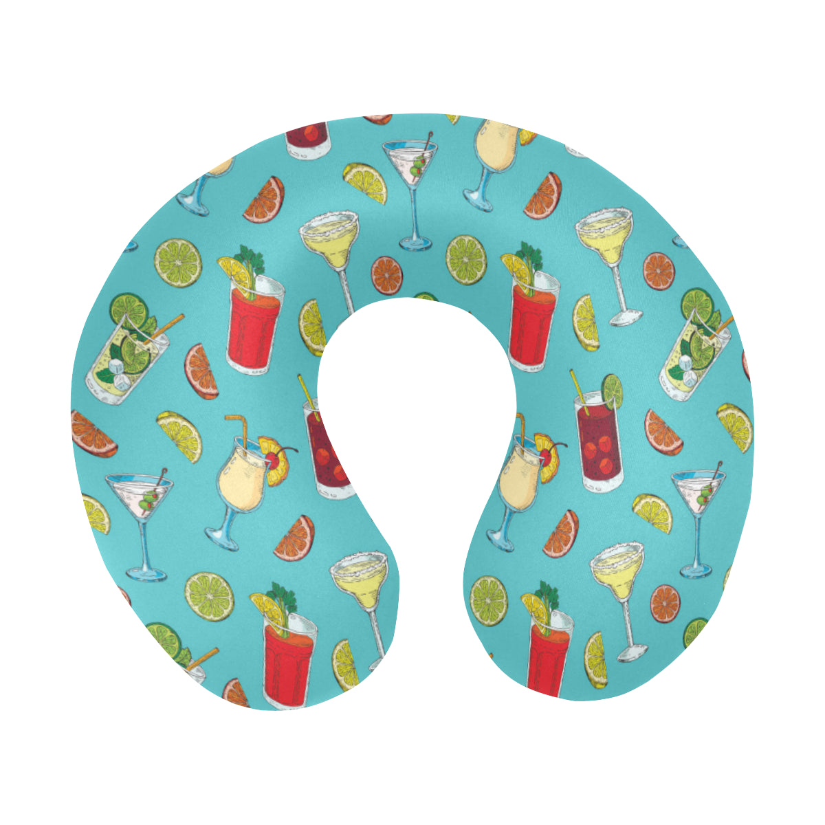 Cocktail Pattern Print Design 05 U-Shaped Travel Neck Pillow
