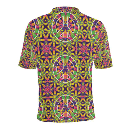 Peace Sign Pattern Print Design A04 Men Polo Shirt