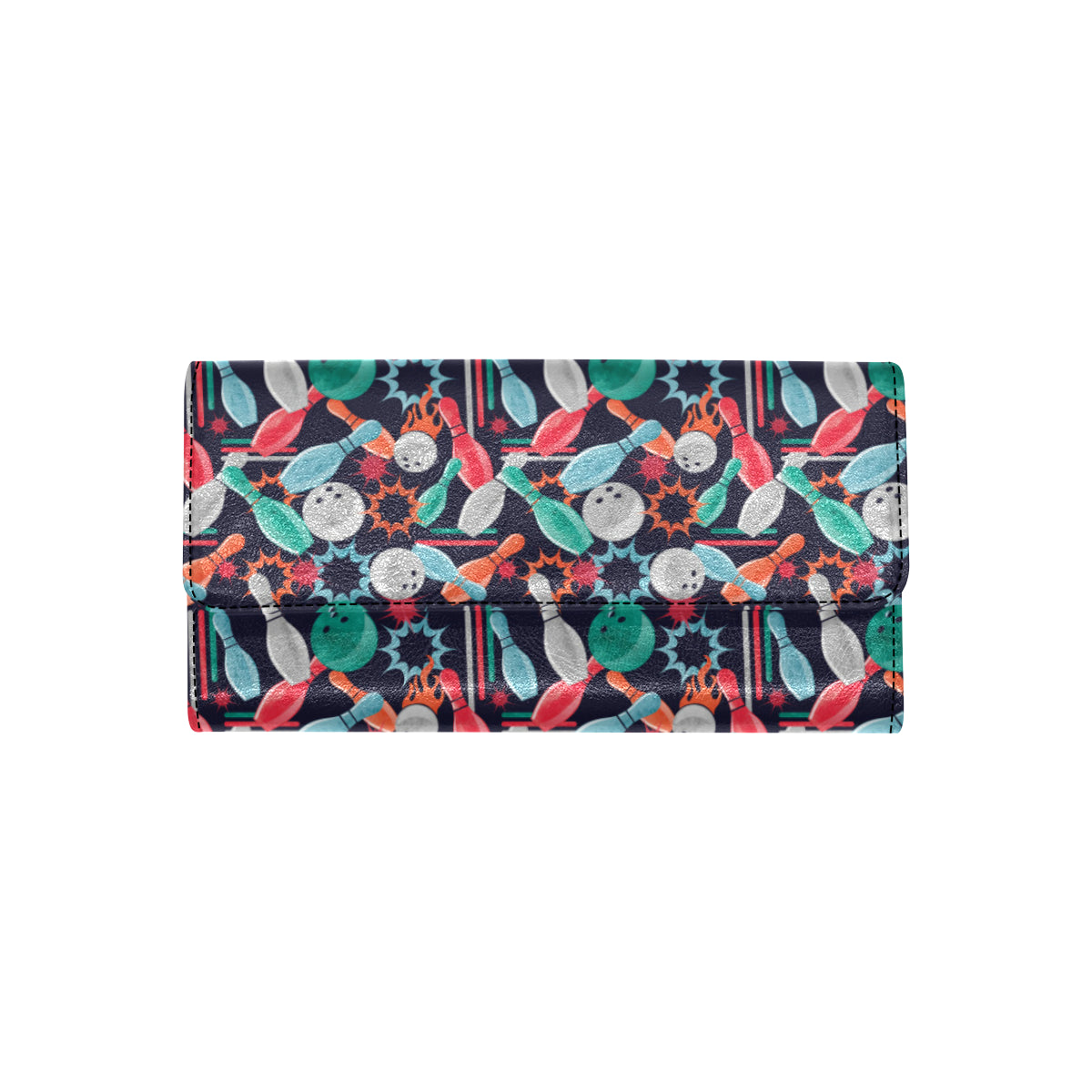 Bowling Pattern Print Design 08 Women's Trifold Wallet