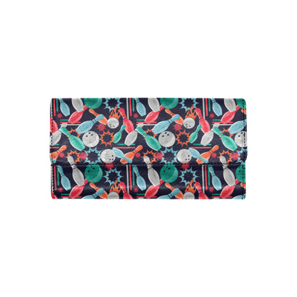 Bowling Pattern Print Design 08 Women's Trifold Wallet