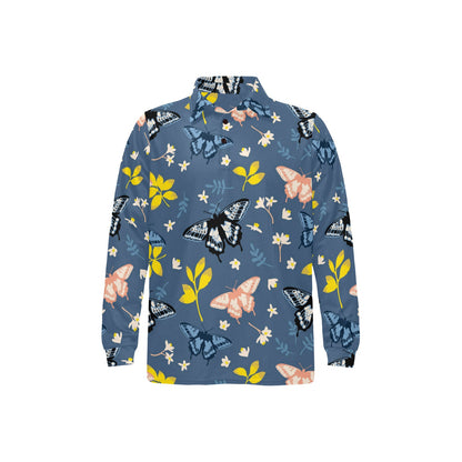 Monarch Butterfly Pattern Print Design 02 Long Sleeve Polo Shirt For Men's