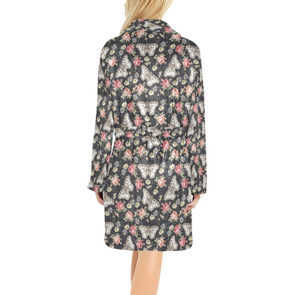Butterfly Flower Pattern Print Design 07 Women's Fleece Robe