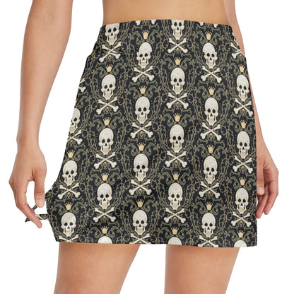 Skull King Print Design LKS307 17" Golf & Pickleball Skort with Pockets