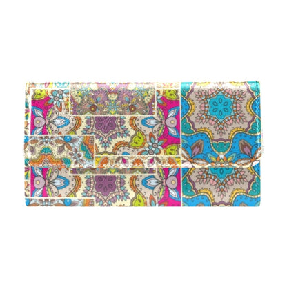 Patchwork Print Design LKS402 Women's Trifold Wallet