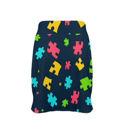 Autism Awareness Colorful Design Print 17" Golf & Pickleball Skort with Pockets
