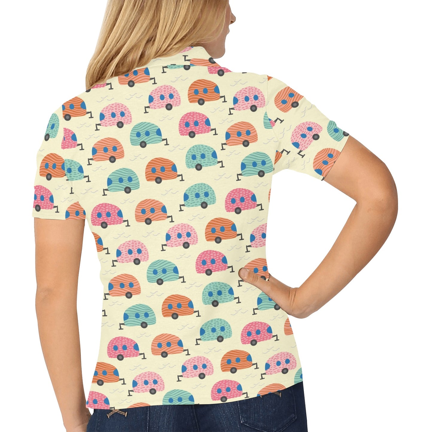 Camper Pattern Print Design 06 Women's Polo Shirt