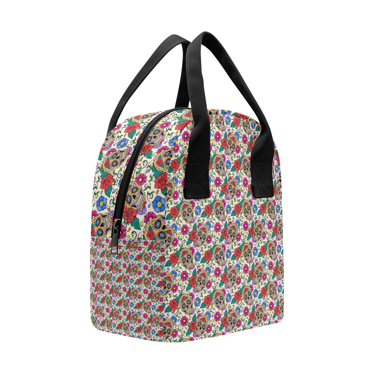 Sugar Skull Colorful Themed Print Insulated Lunch Bag