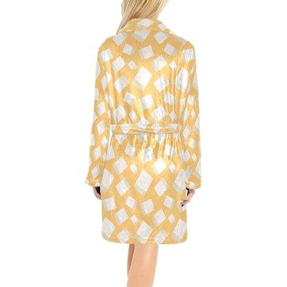 Tofu Print Design LKS302 Women's Fleece Robe