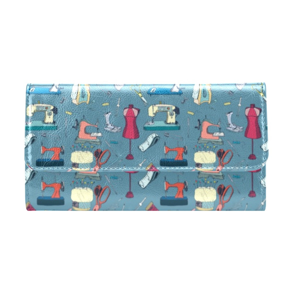 Sewing Equipment Print Design LKS301 Women's Trifold Wallet