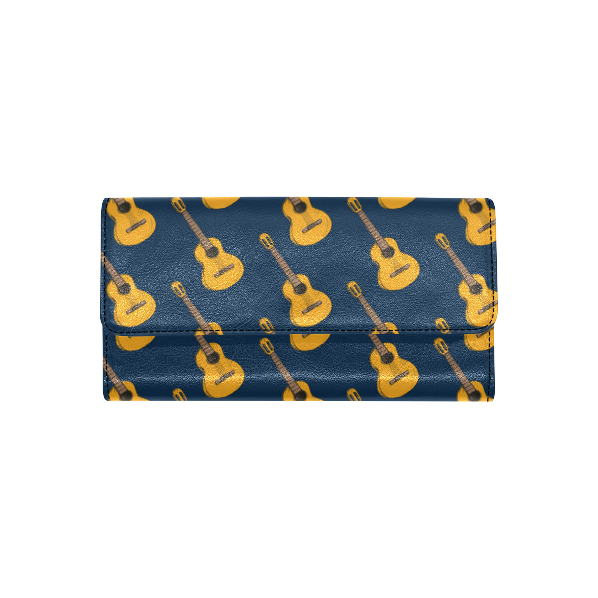 Acoustic Guitar Pattern Print Design 04 Women's Trifold Wallet