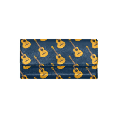 Acoustic Guitar Pattern Print Design 04 Women's Trifold Wallet