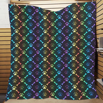 Paw Rainbow Pattern Print Design A01 Premium Quilt