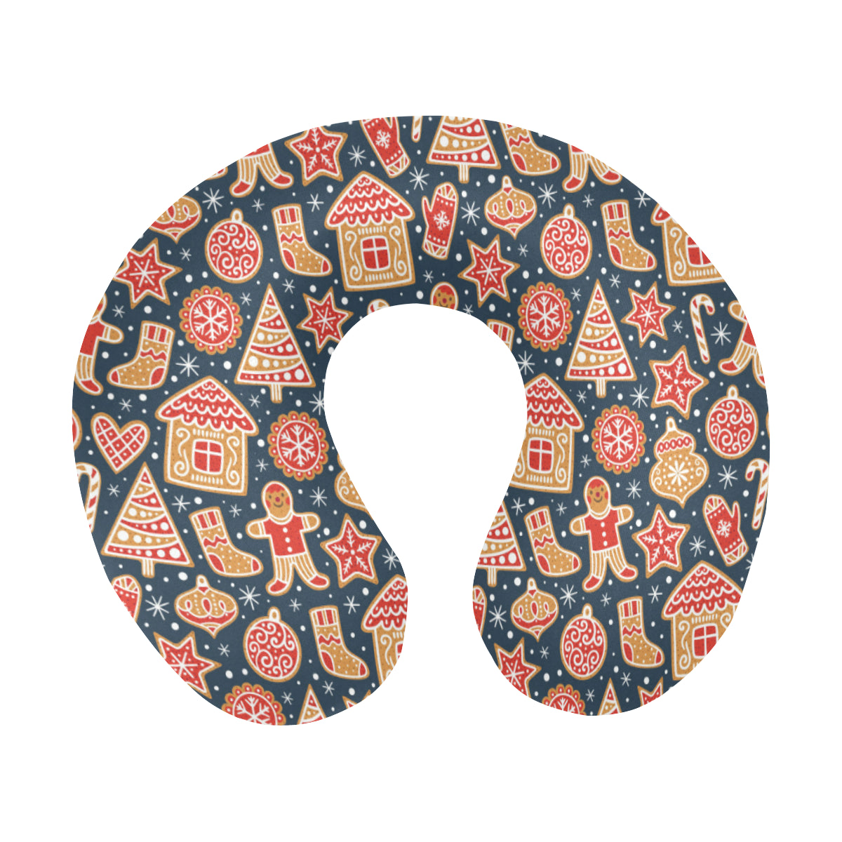 Gingerbread Pattern Print Design 03 U-Shaped Travel Neck Pillow