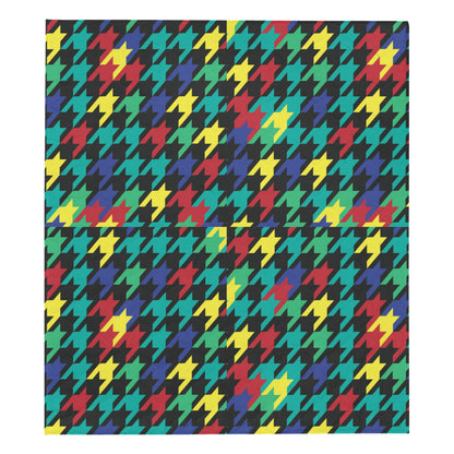 Houndstooth Colorful Pattern Print Design 02 Premium Quilt