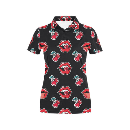Cherry Pattern Print Design CH04 Women's Polo Shirt