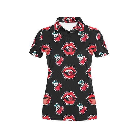 Cherry Pattern Print Design CH04 Women's Polo Shirt