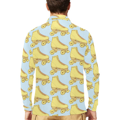Roller skate Pattern Print Design A03 Long Sleeve Polo Shirt For Men's