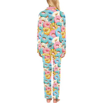 Donut Pattern Print Design DN01 Women's Long Pajama Set