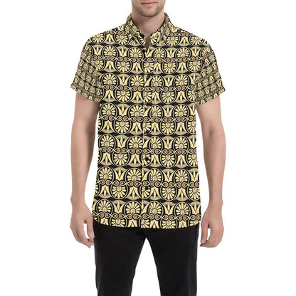 Ancient Greek Print Design LKS3014 Men Short Sleeve Button Up Shirt