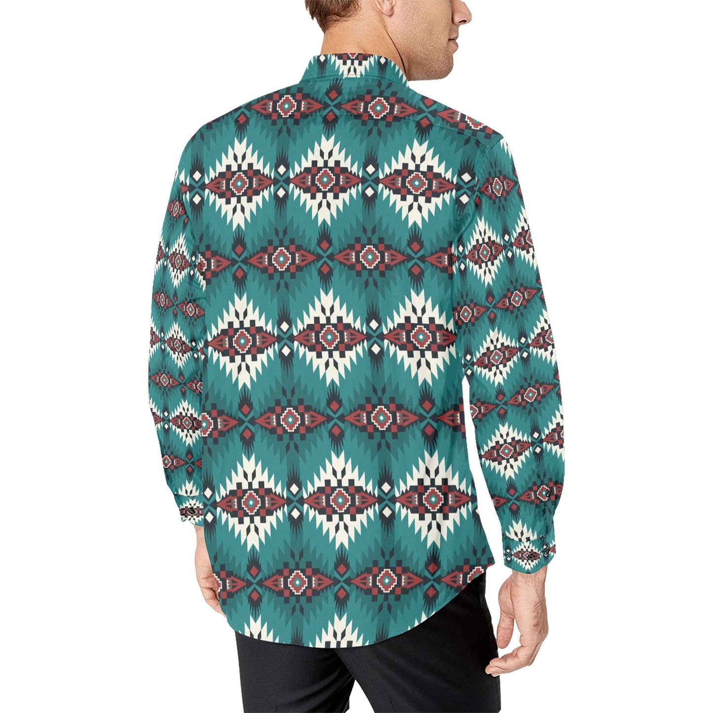 Southwest Pattern Print Design LKS308 Men's Long Sleeve Dress Shirt