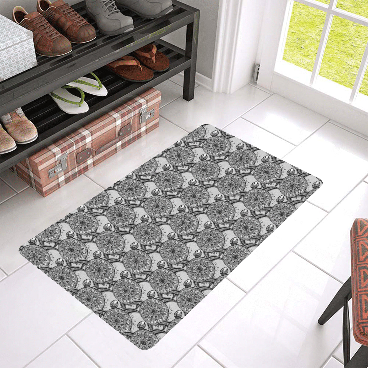 Tribal Turtle Polynesian Themed Print Rubber Doormat