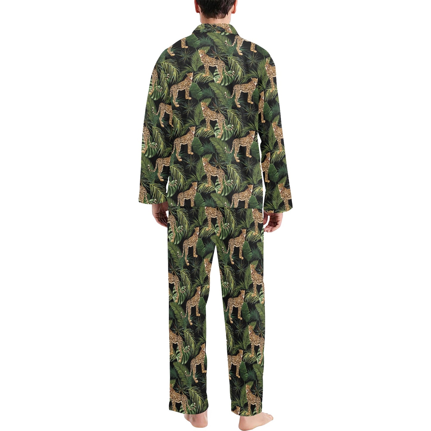 Cheetah Pattern Print Design 05 Men's Long Pajama Set
