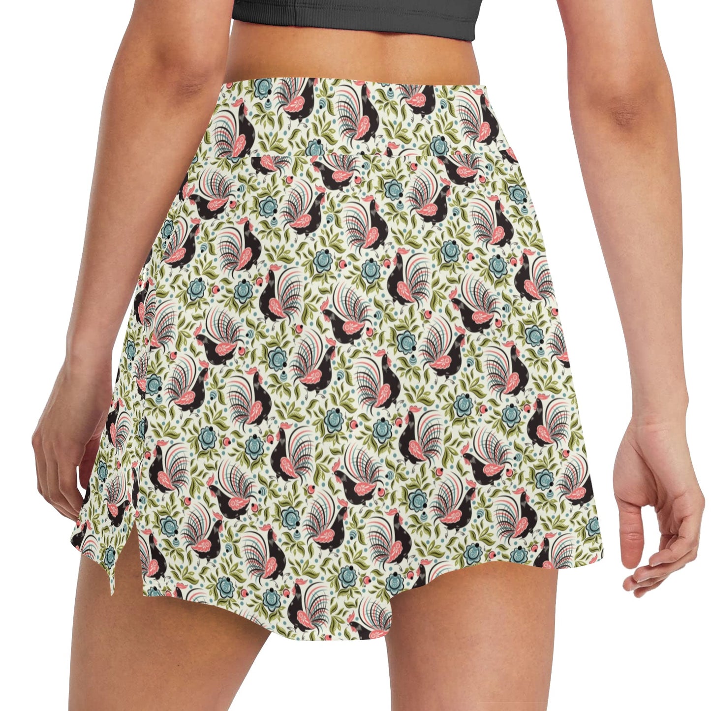 Rooster Print Design 17" Golf & Pickleball Skort with Pockets