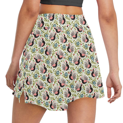 Rooster Print Design 17" Golf & Pickleball Skort with Pockets