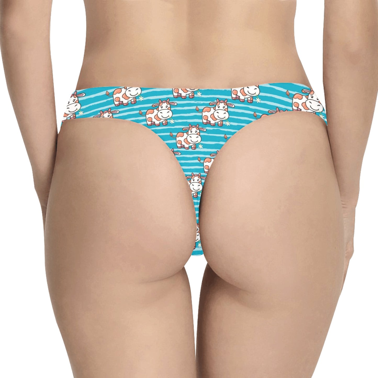 Cow Cute Print Pattern Women's Thongs