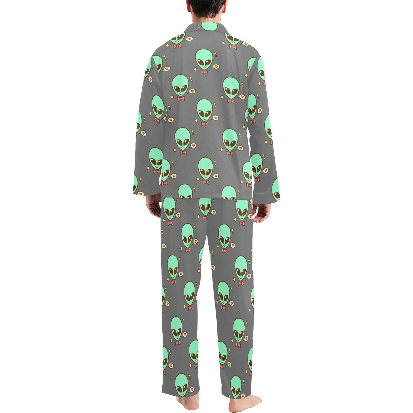 Alien Pattern Print Design 02 Men's Long Pajama Set