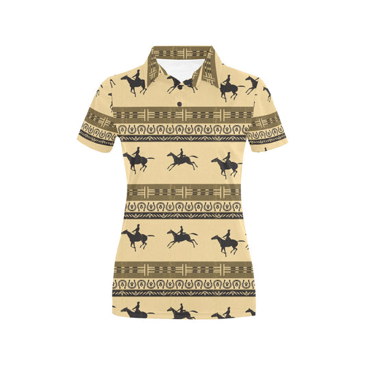 Horse Pattern Prnt Women's Polo Shirt