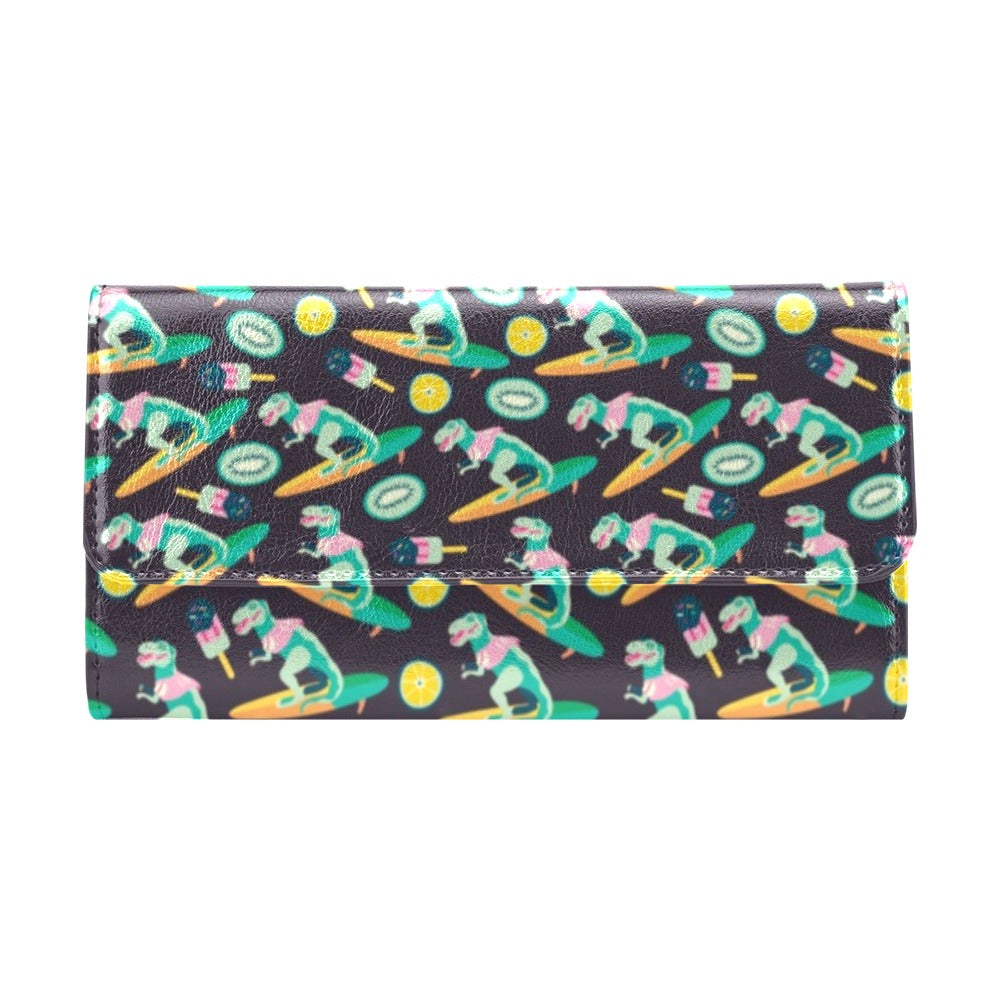 Surfboard T Rex Print Design LKS301 Women's Trifold Wallet