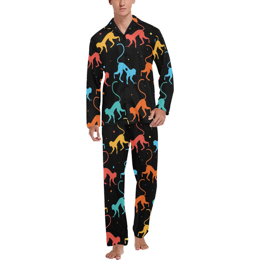 Monkey Pattern Print Design 01 Men's Long Pajama Set