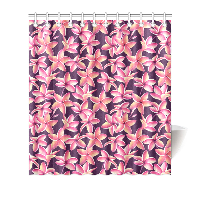 Purple Plumeria Pattern Print Design PM010 Shower Curtain