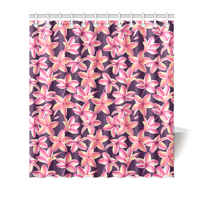 Purple Plumeria Pattern Print Design PM010 Shower Curtain